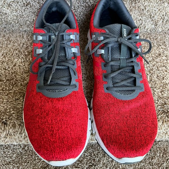 Asics Men's Red Synthetic Fiber/Leather Upper Sneakers. - Picture 3 of 13